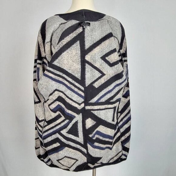 Lucky Brand Intarsia Draped Geometric Open Front Cardigan Womens Size Medium - Picture 9 of 11